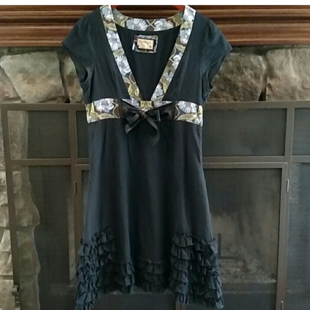 Free People Green Ruffled Tie Front Midi Dress